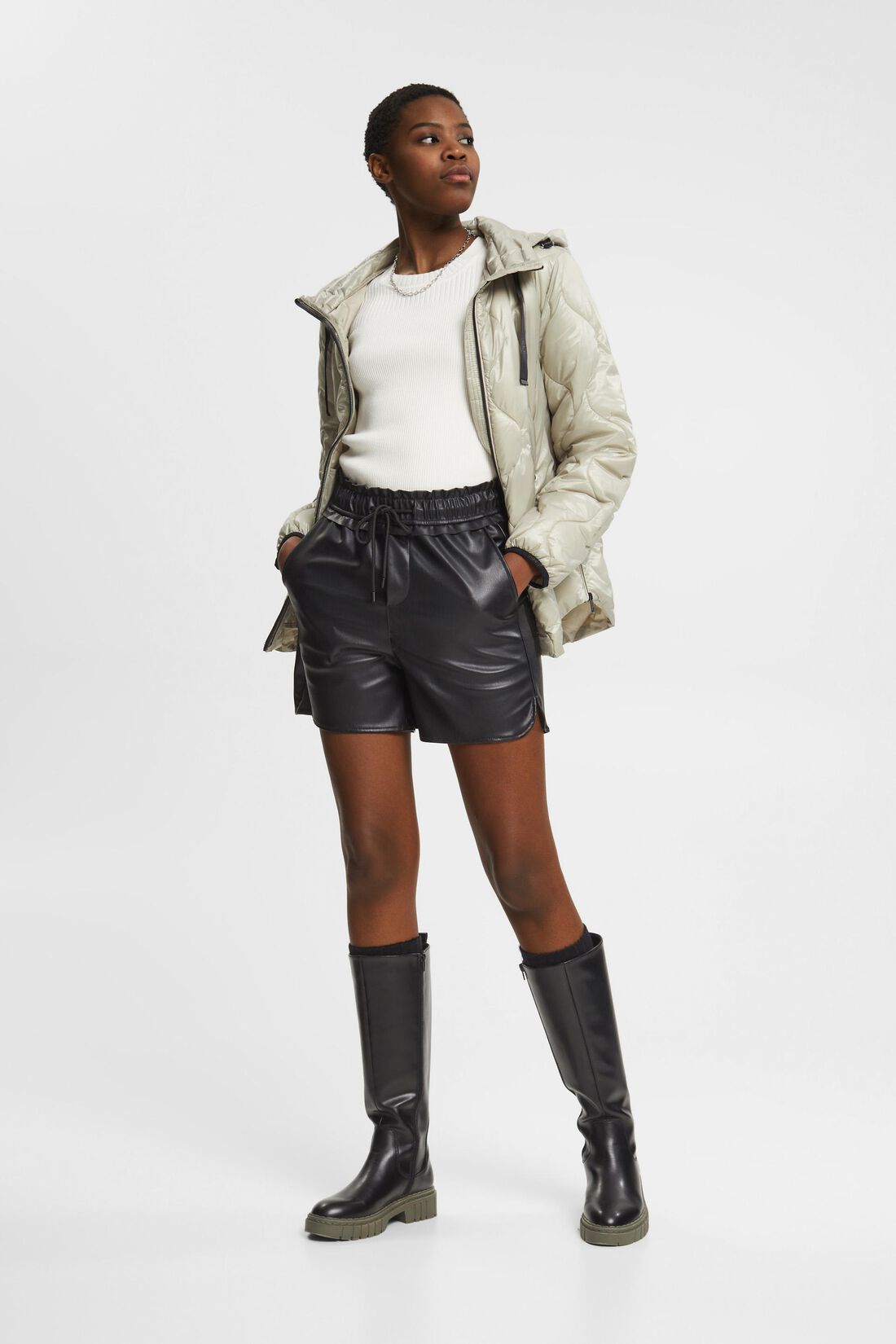 Gesteppte Puffer Jacket mit Kapuze