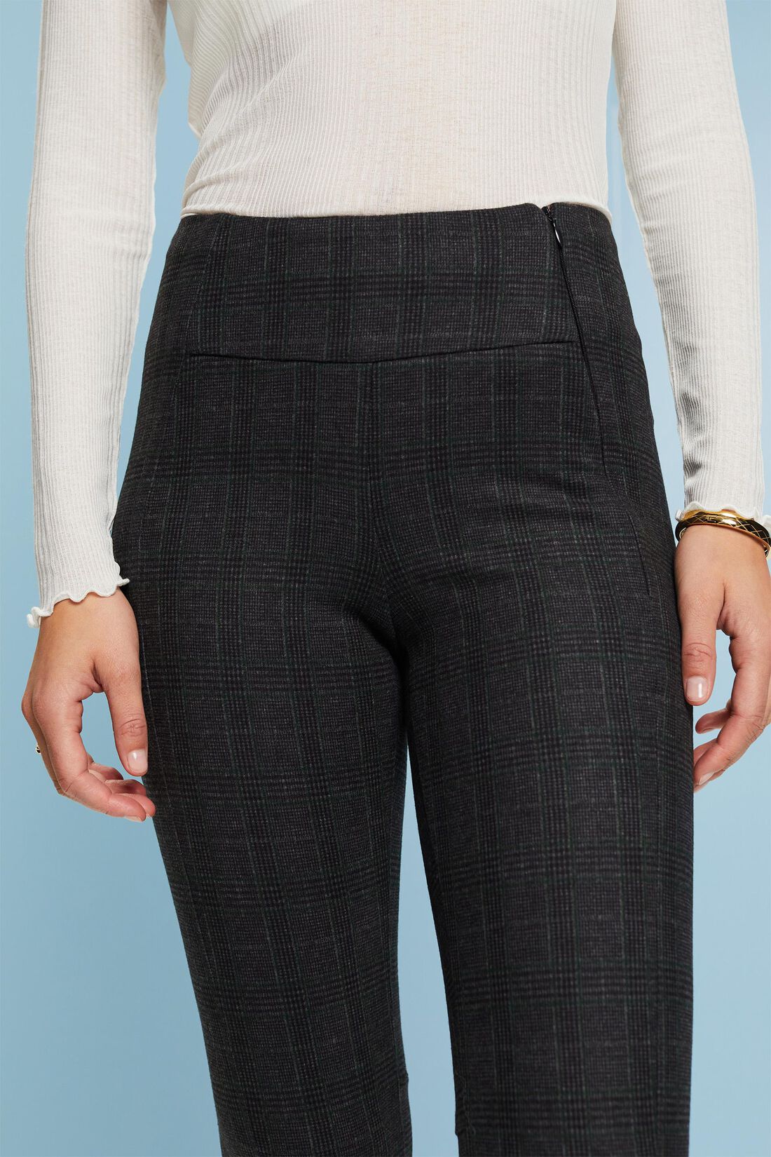 Karierte Leggings aus Punto-Jersey