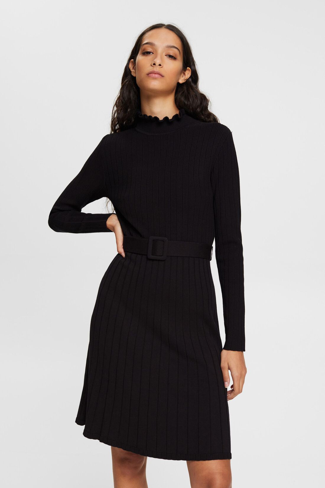 Strickkleid mit G&uuml;rtel, LENZING&trade; ECOVERO&trade;