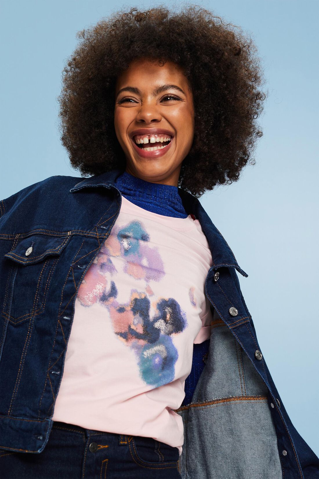 Jersey-T-Shirt mit Print vorne