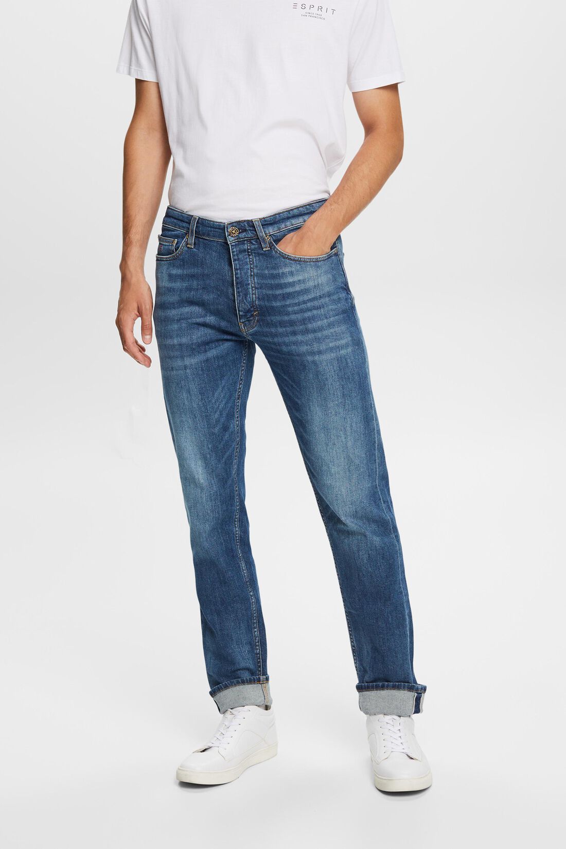 Jeans mit mittlerer Bundh&ouml;he und Premium-Selvedge-Naht