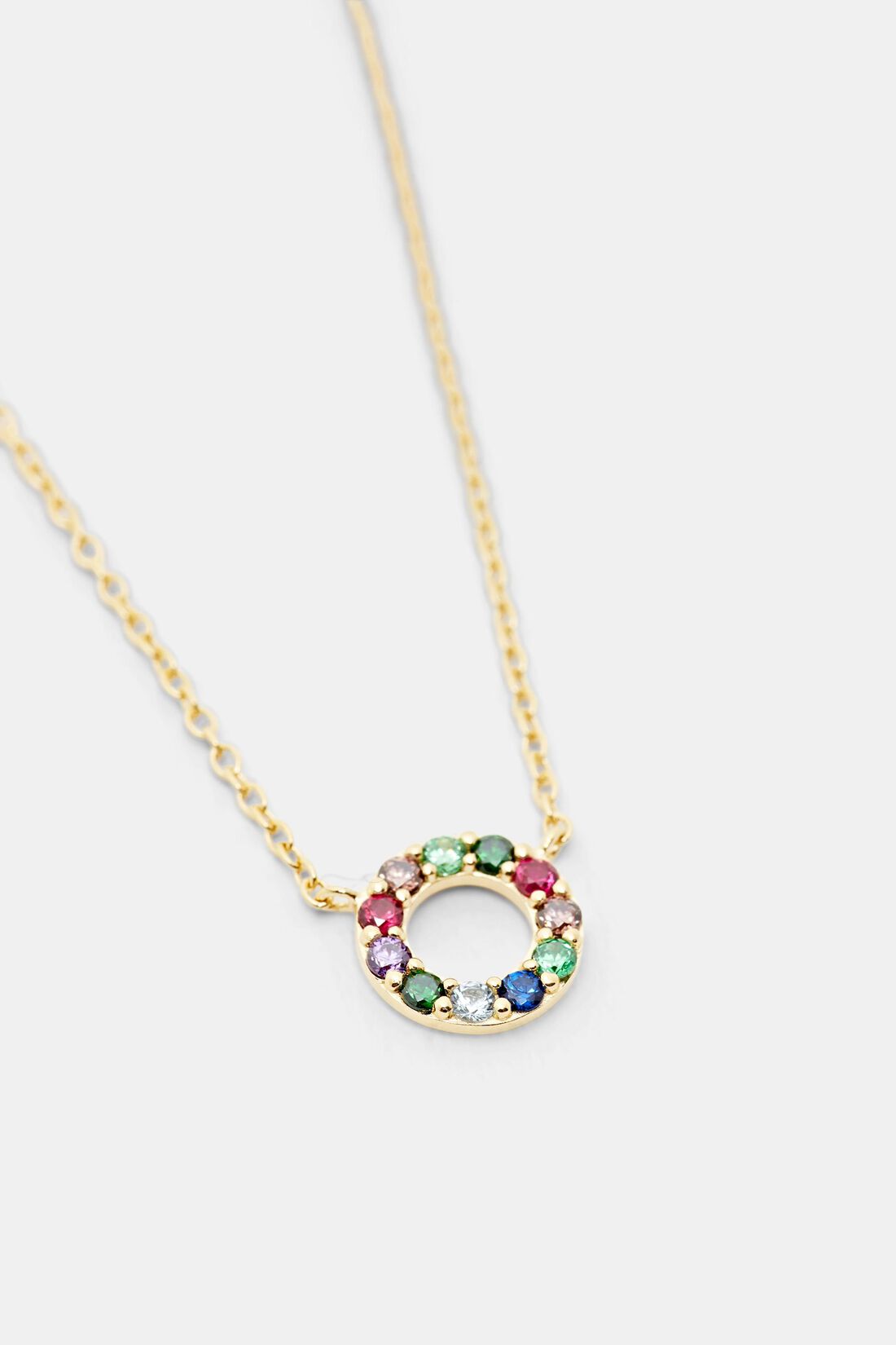 Halskette aus goldfarbenem Sterlingsilber mit ringf&ouml;rmigem Anh&auml;nger