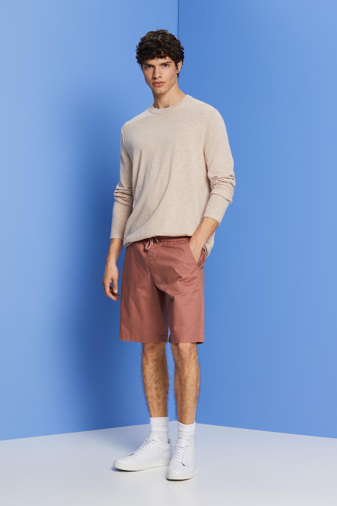 Rundhals Pullover, Baumwoll-Leinenmix