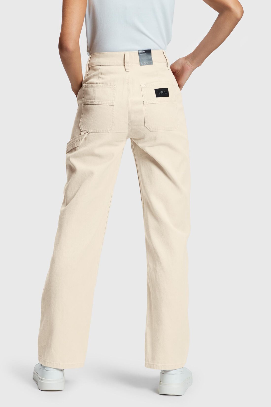 90s High-Rise-Stretchjeans, Workwear-Design mit geradem Bein