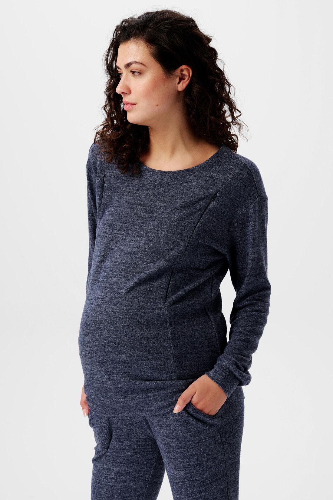 Lang&auml;rmliges Zip-Sweatshirt mit Stillfunktion