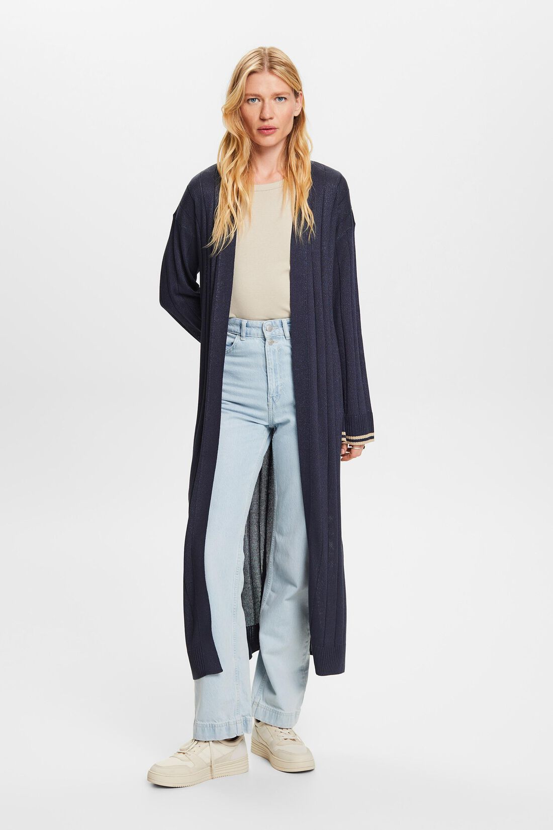 Langer Cardigan mit Glitzereffekt