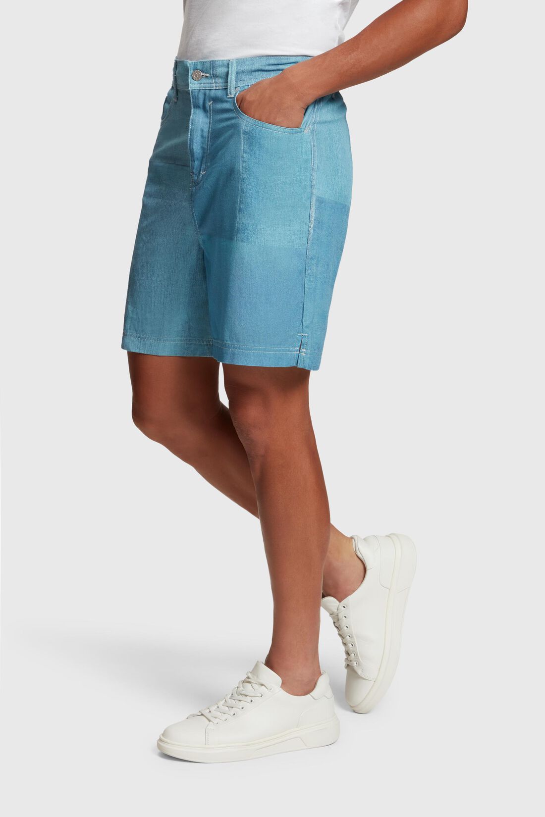 Shorts mit Allover Denim-Print