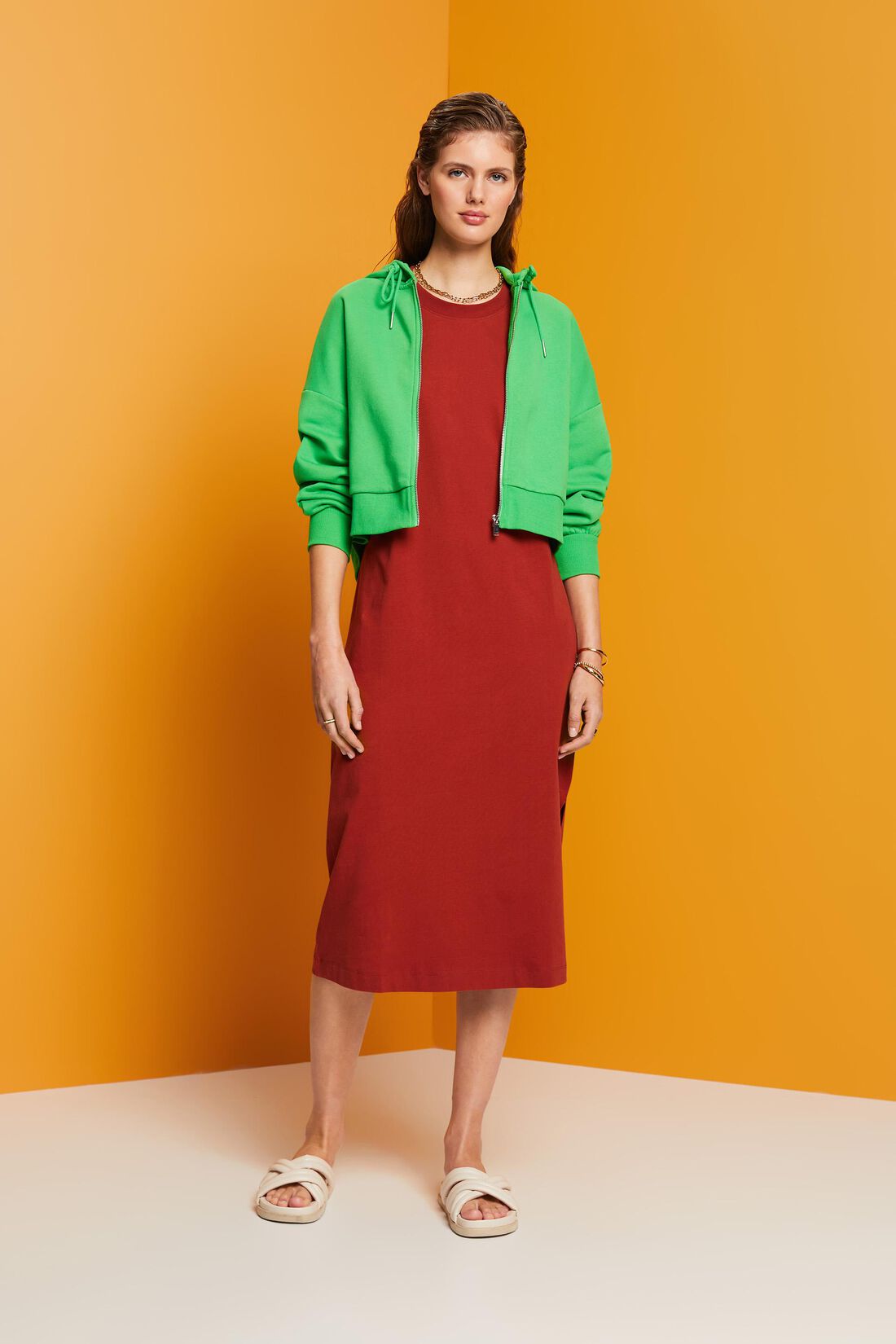 T-Shirt-Kleid in Midil&auml;nge