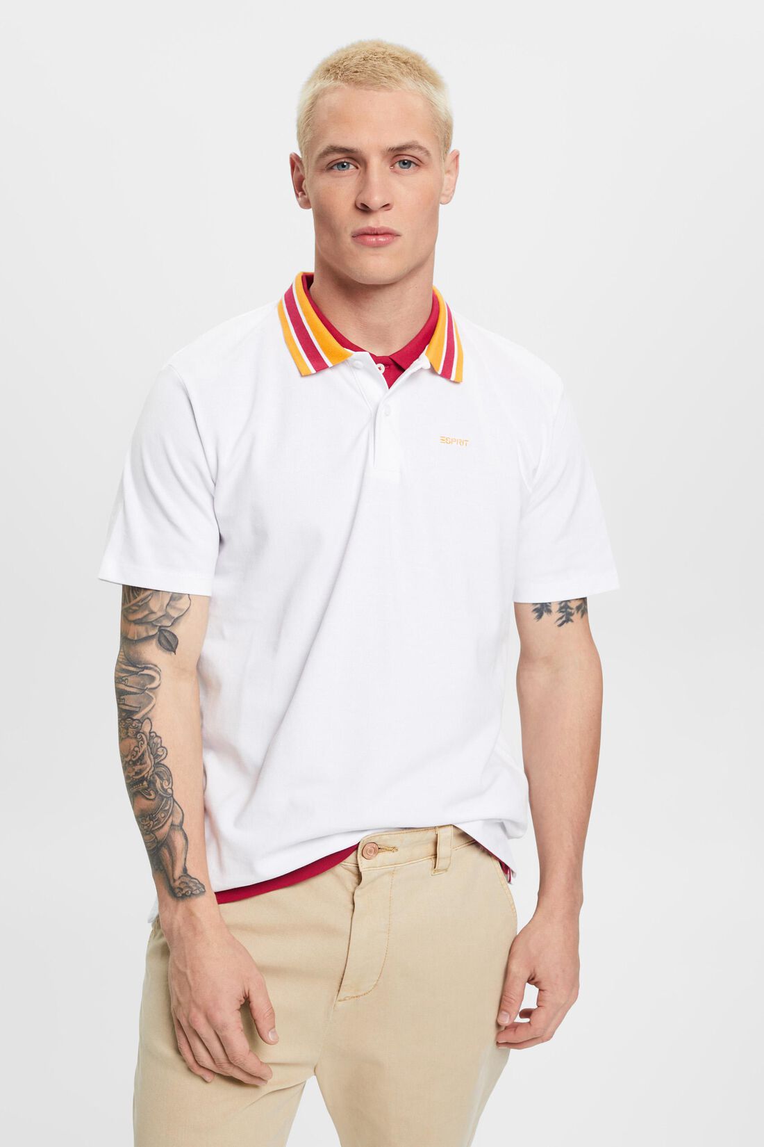 Poloshirt aus Baumwoll-Piqu&eacute; mit Streifenkragen