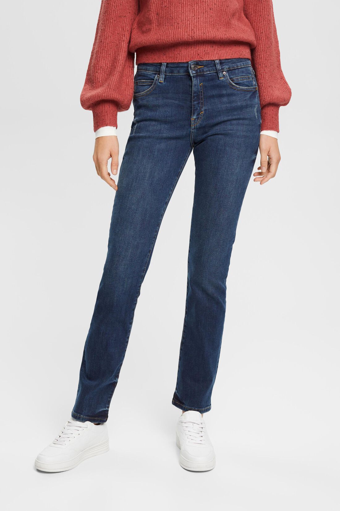 Jeans mit geradem Bein und mittlerer Bundh&ouml;he