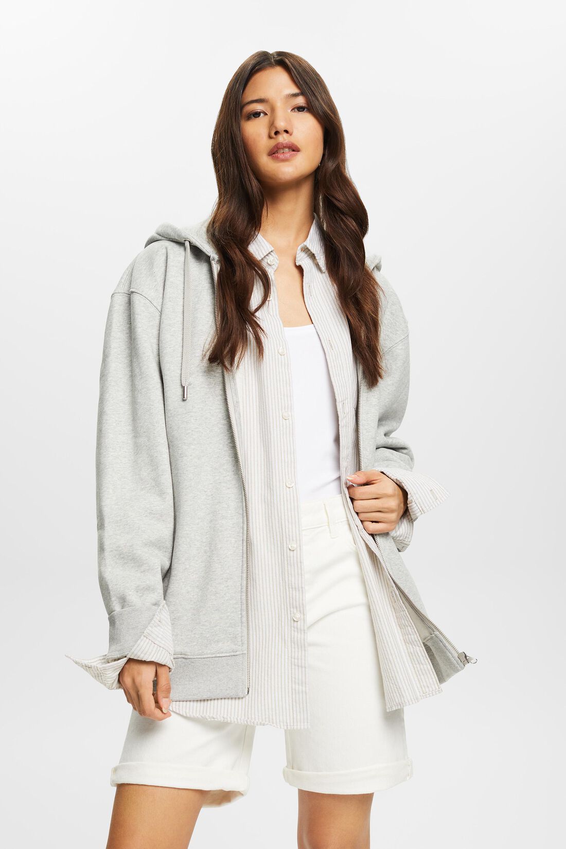 Recycelt: Oversize Hoodie mit Rei&szlig;verschluss