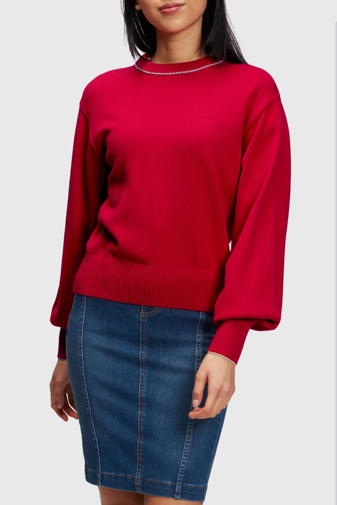 Pullover mit Puff&auml;rmeln und Kaschmiranteil