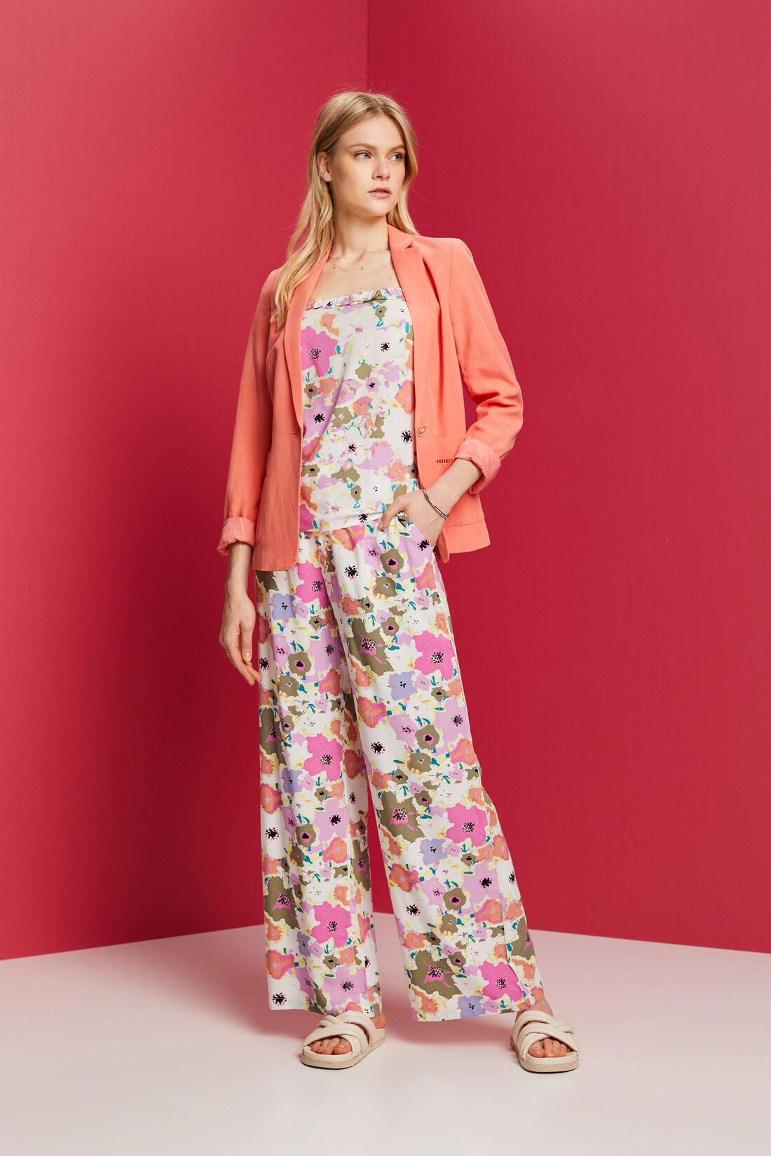 Gemusterte &auml;rmellose Bluse, LENZING&trade; ECOVERO&trade;