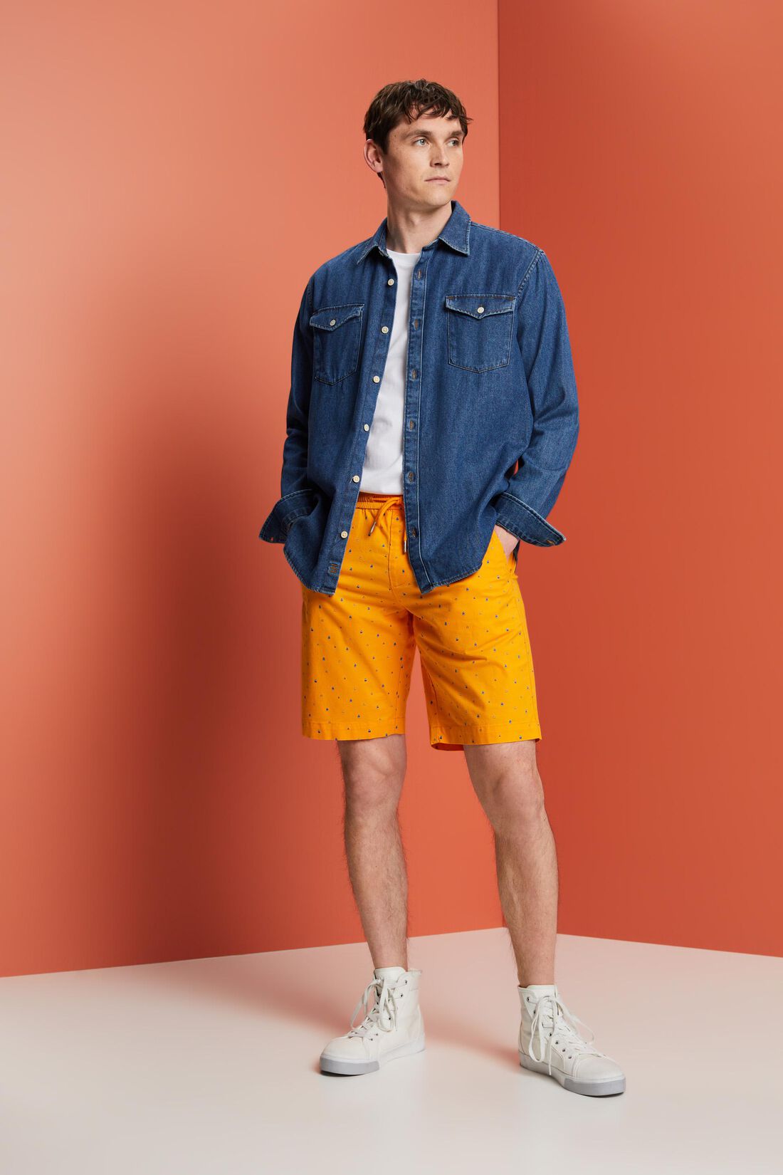 Gemusterte Pull-on-Shorts, Baumwollstretch