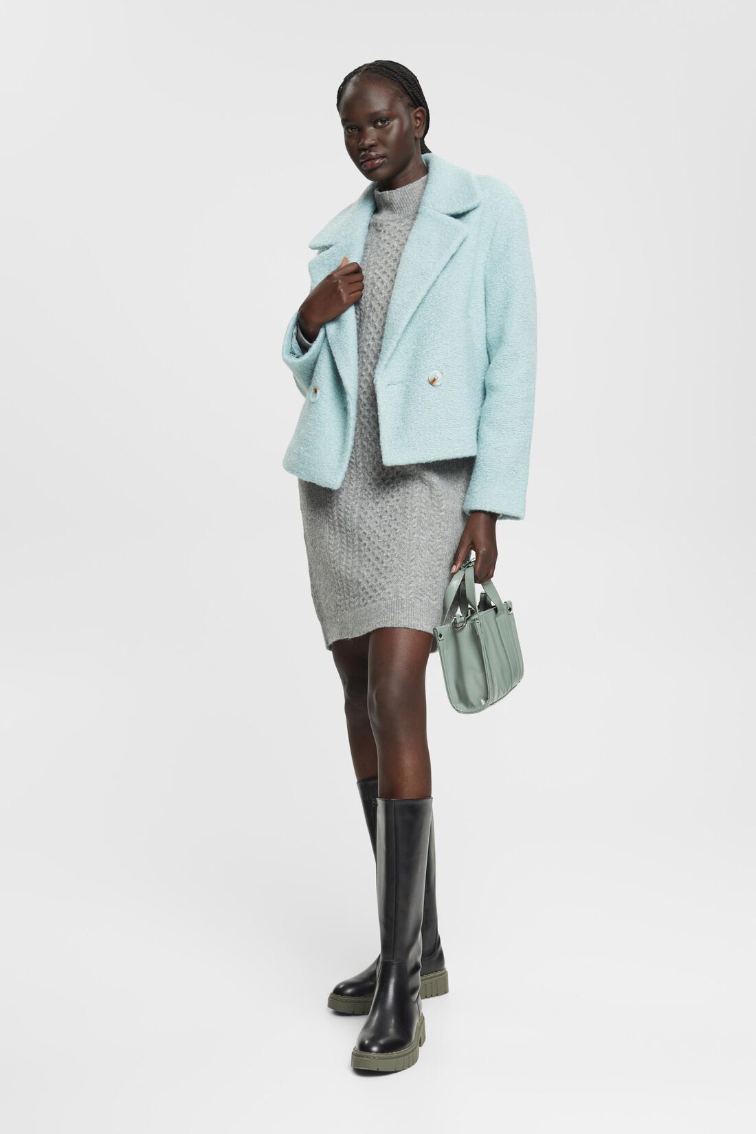 Webstoff-Jacke in Woll-Optik