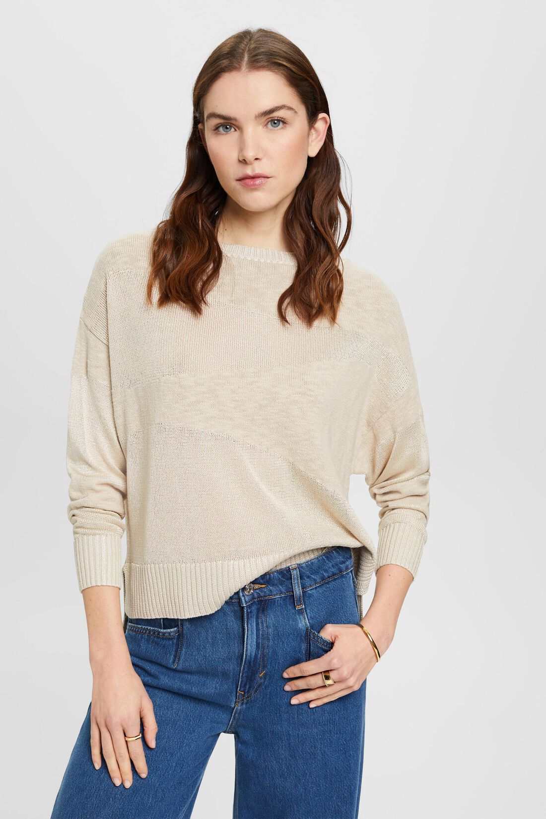 Slub Pullover mit Blockmuster