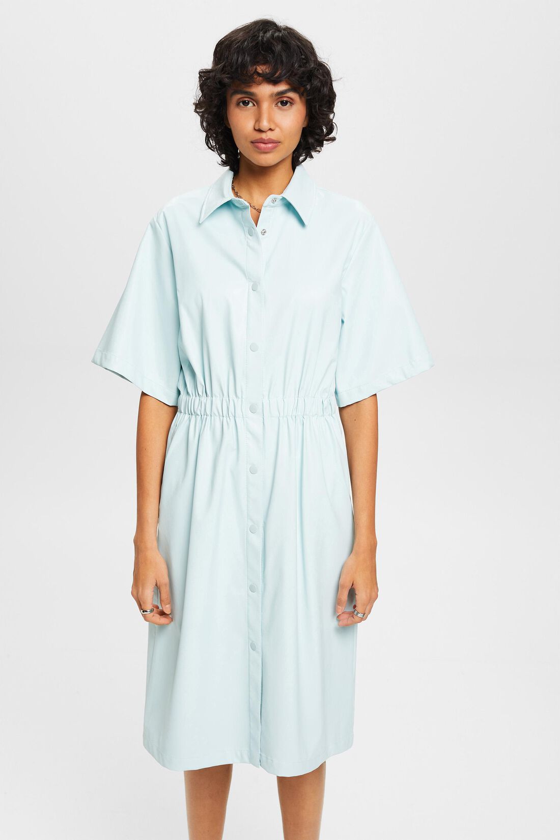 Hemdblusenkleid in Lederoptik