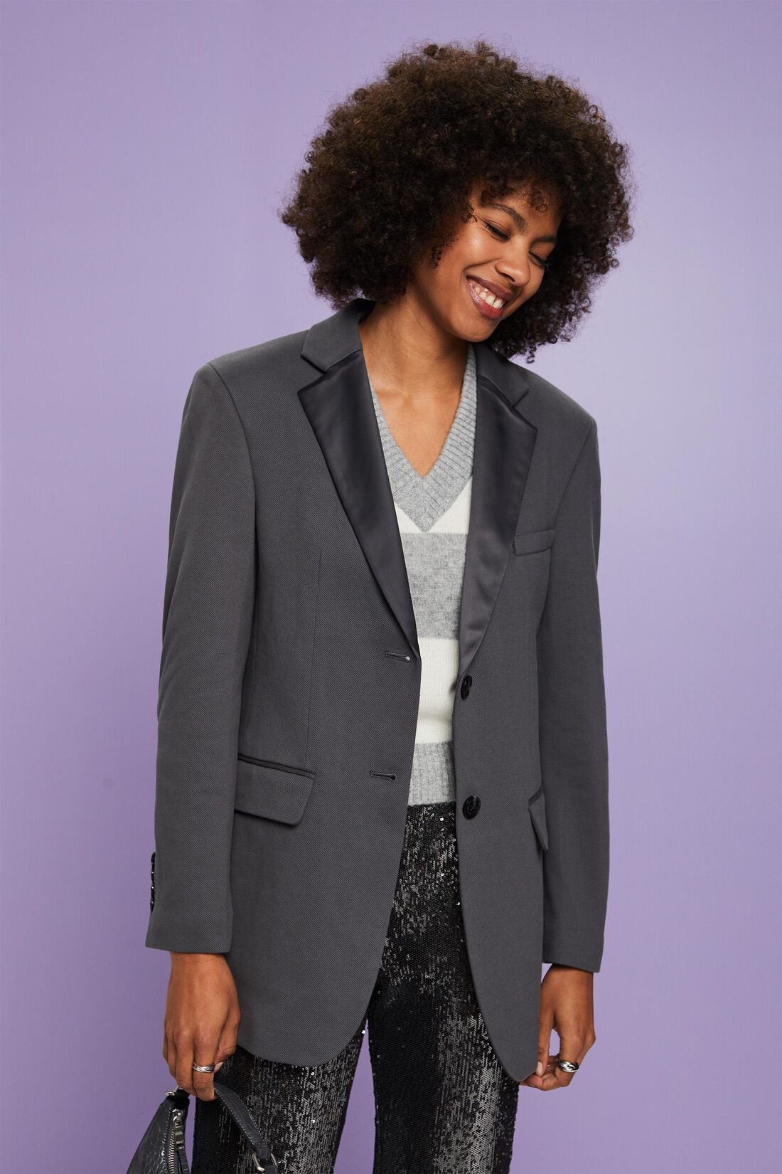 Strukturierter Tuxedo-Blazer aus Baumwollstrick