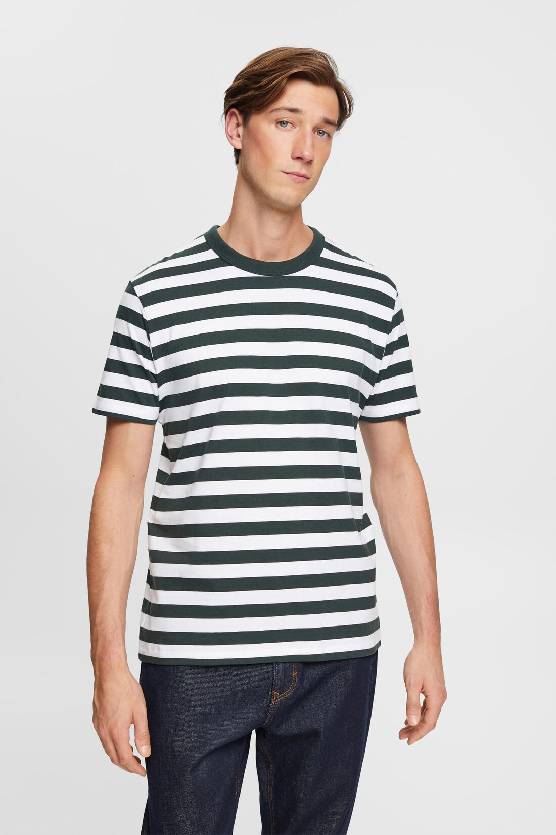 Gestreiftes T-Shirt mit Rundhalsausschnitt