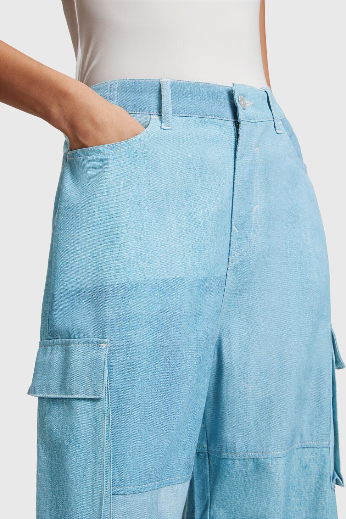 Cargohose im Patchwork-Style mit hohem Bund