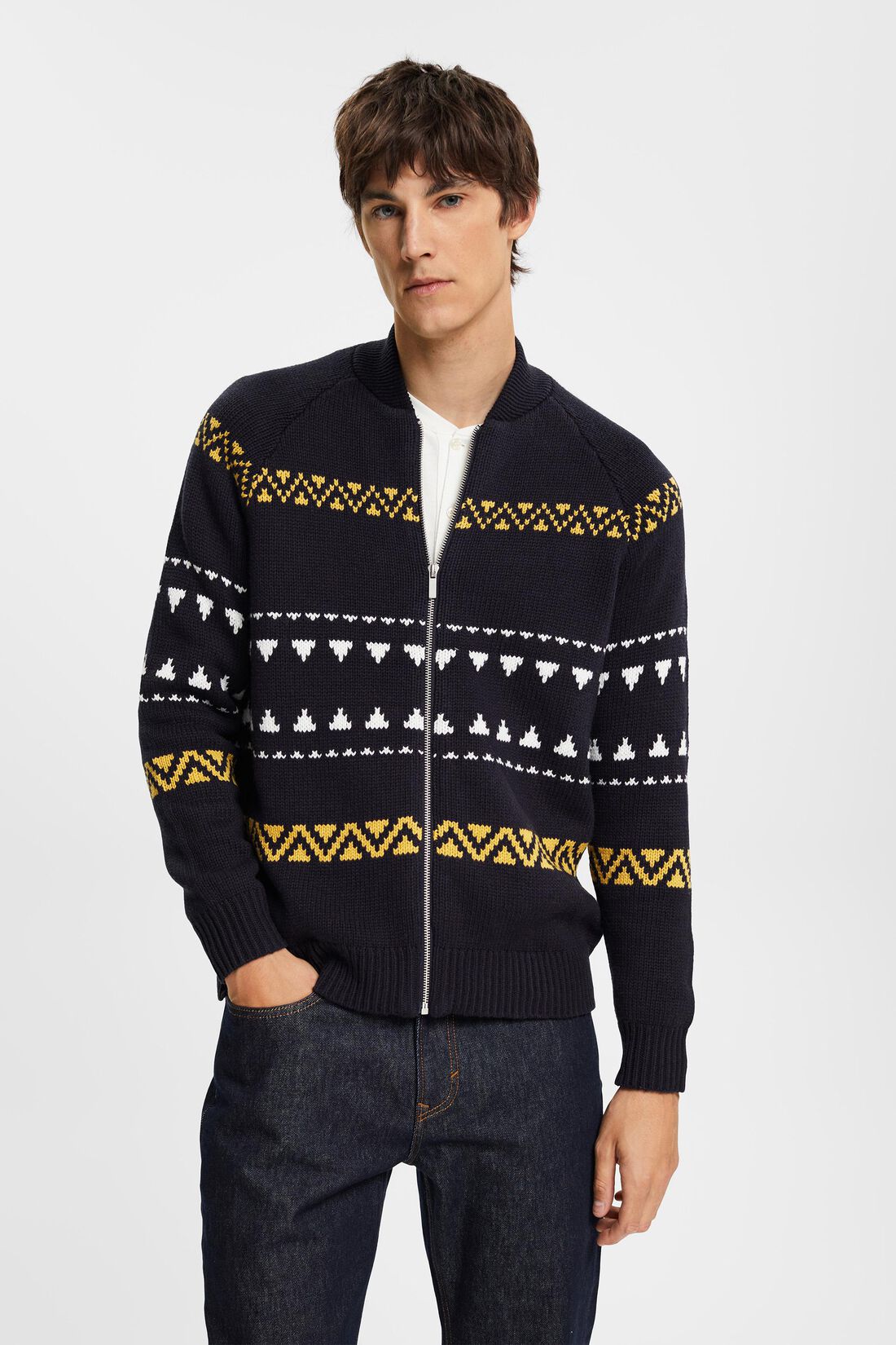 Zipper-Cardigan in Jacquardstrick