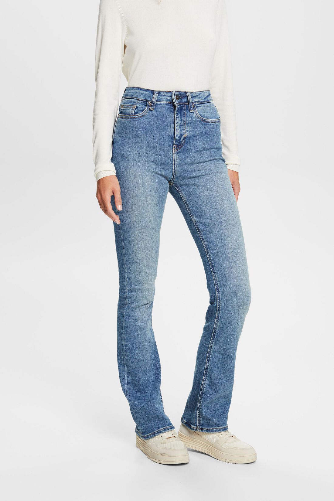 Bootcut-Stretchjeans mit hohem Bund