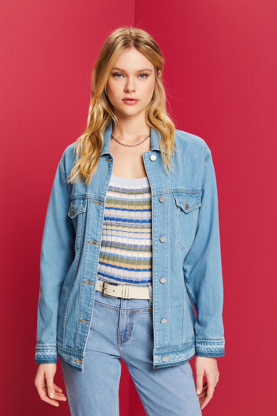 Jeansjacke mit Bindeg&uuml;rtel