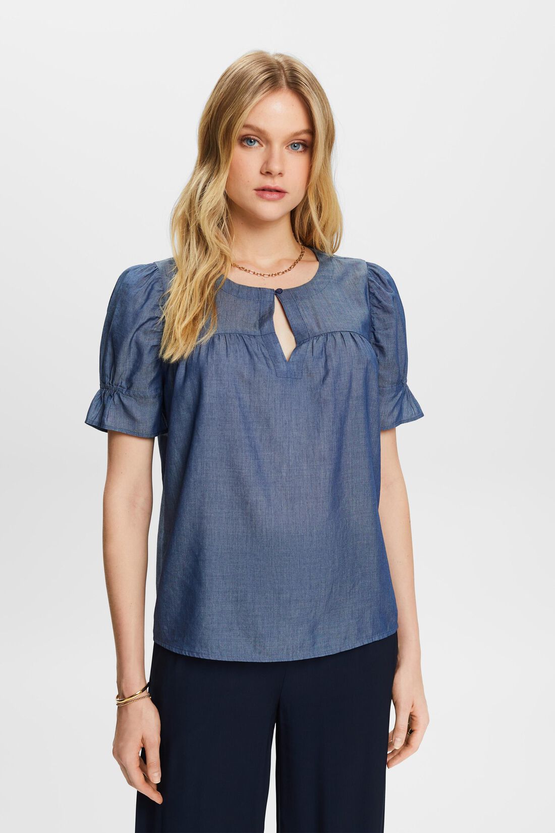 Bluse in Denim-Optik