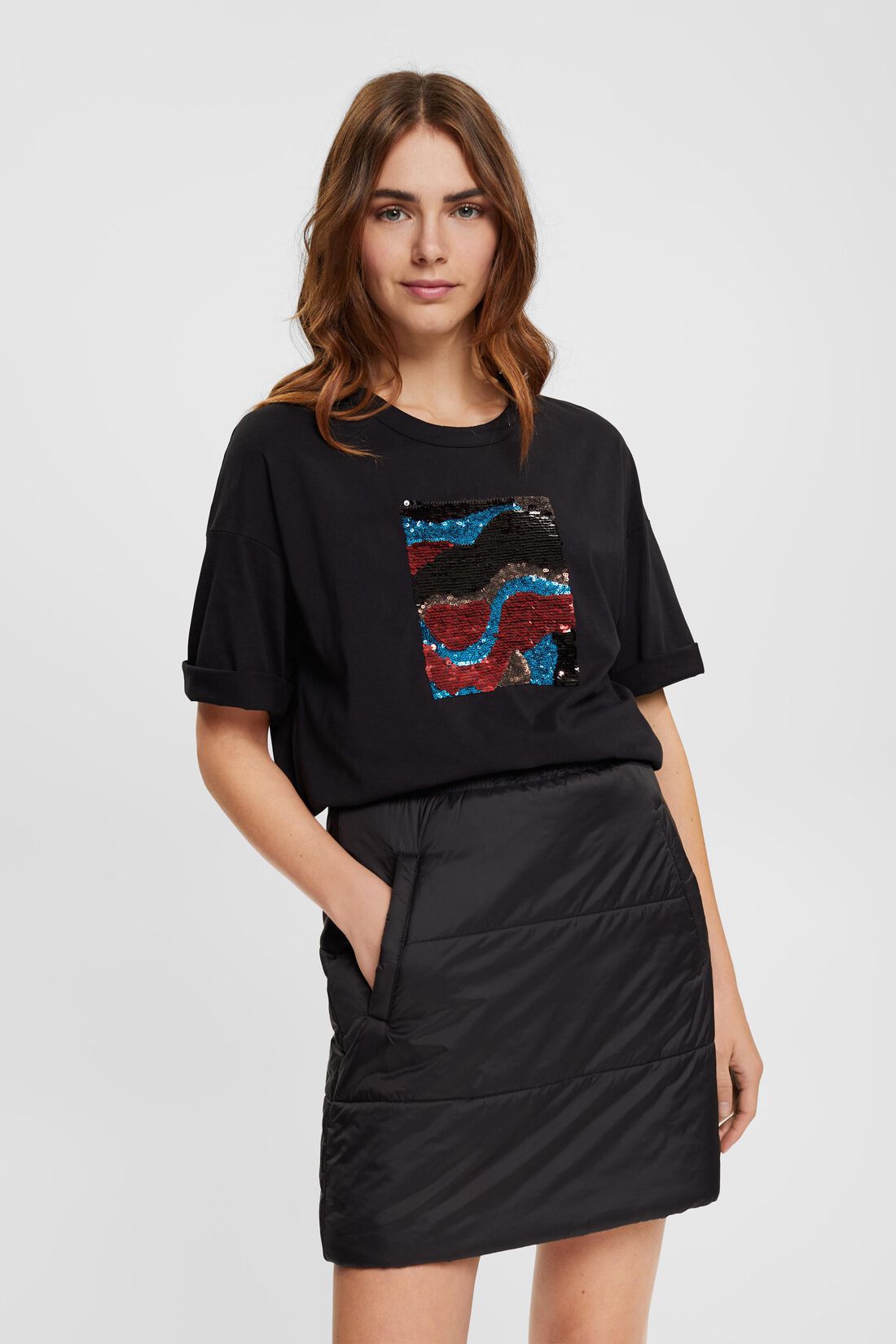 Oversize-T-Shirt mit Paillettenapplikation
