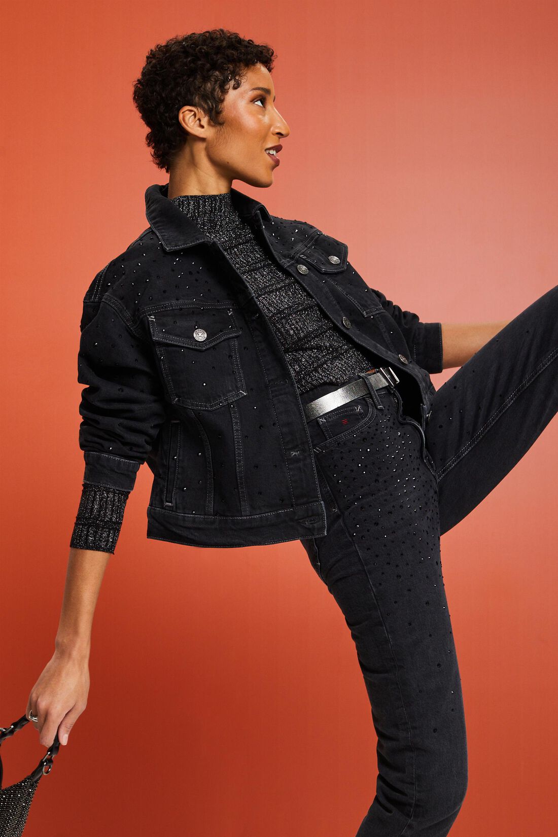 Jeansjacke mit Strass