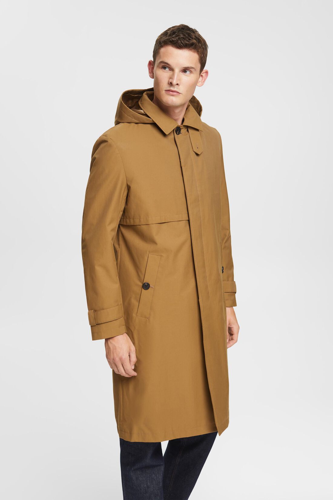 Trenchcoat mit abnehmbarer Kapuze