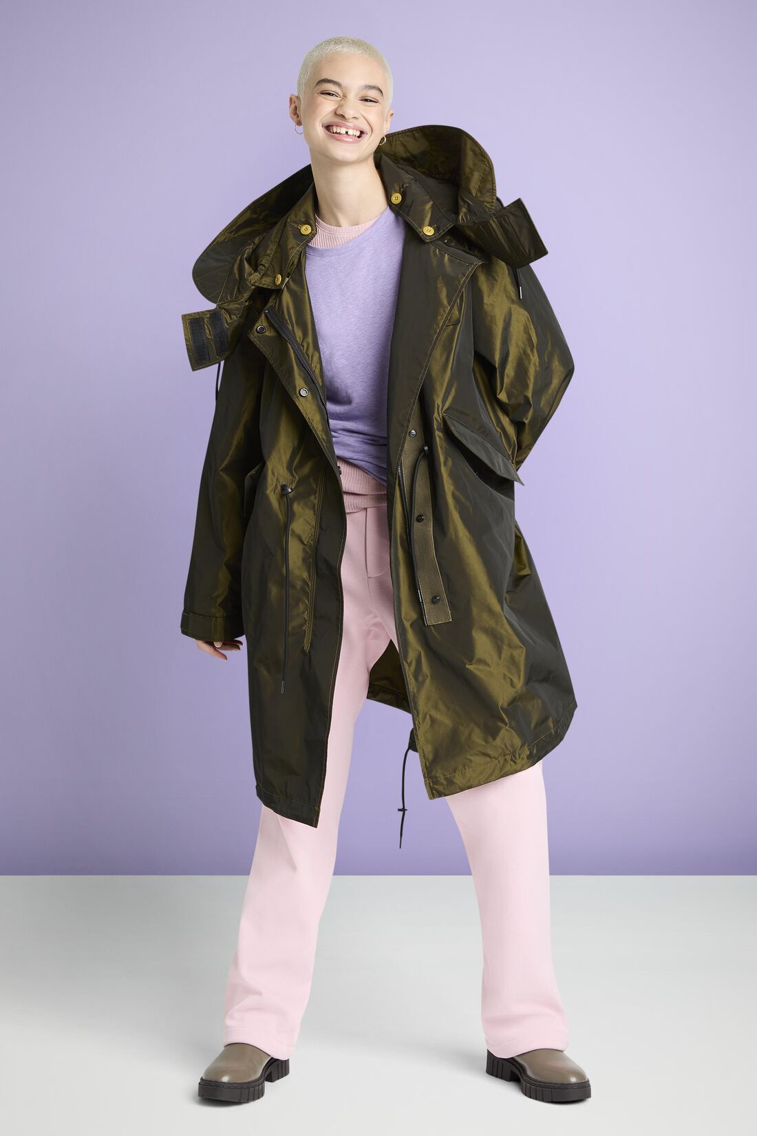Kapuzen-Parka im Metallic-Look
