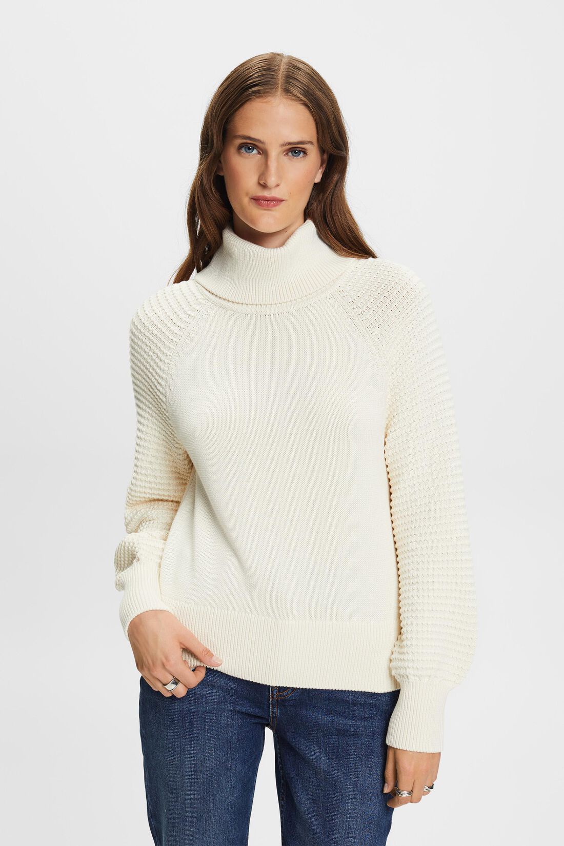 Baumwollpullover mit Rollkragen