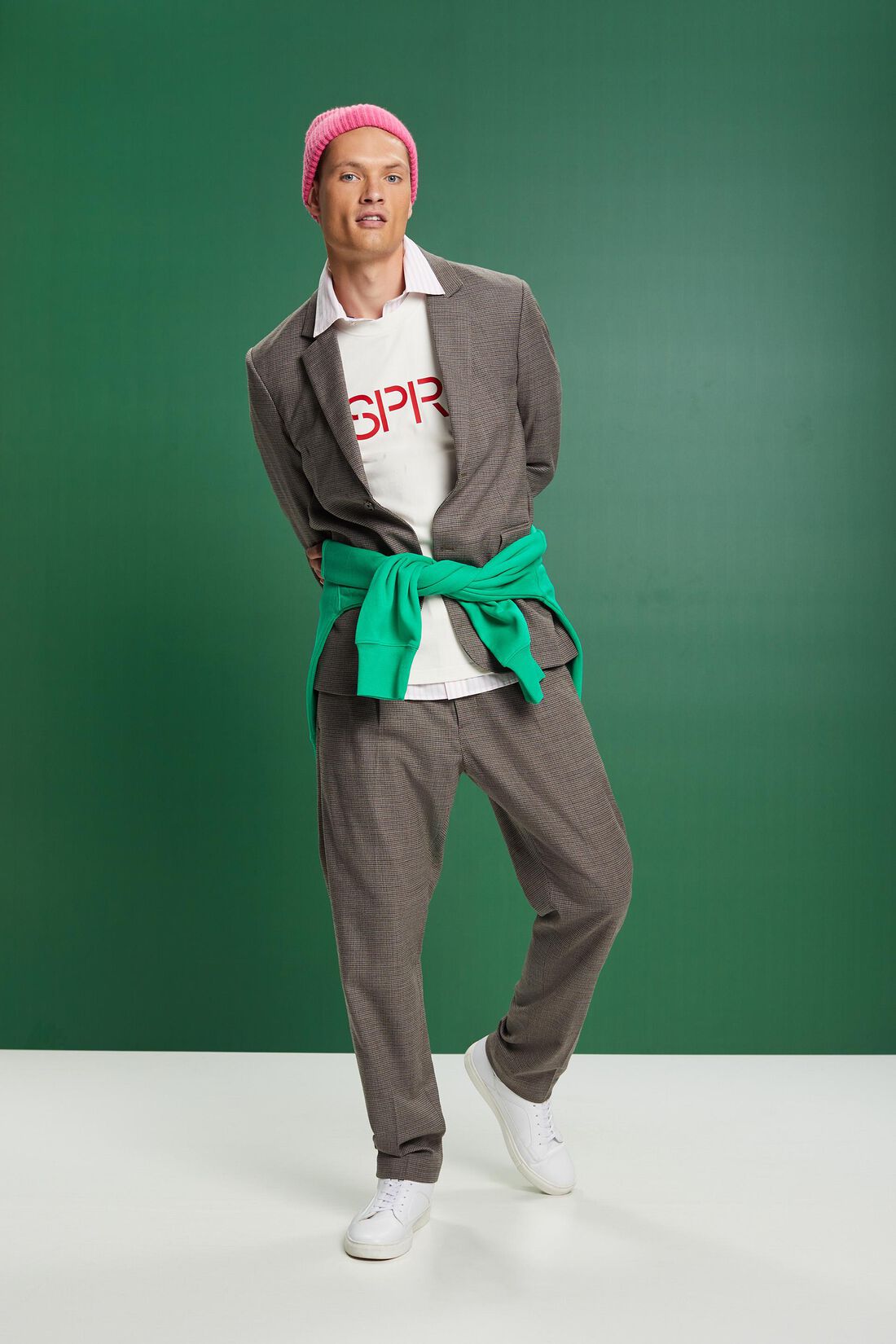 Wollblazer mit Hahnentrittmuster