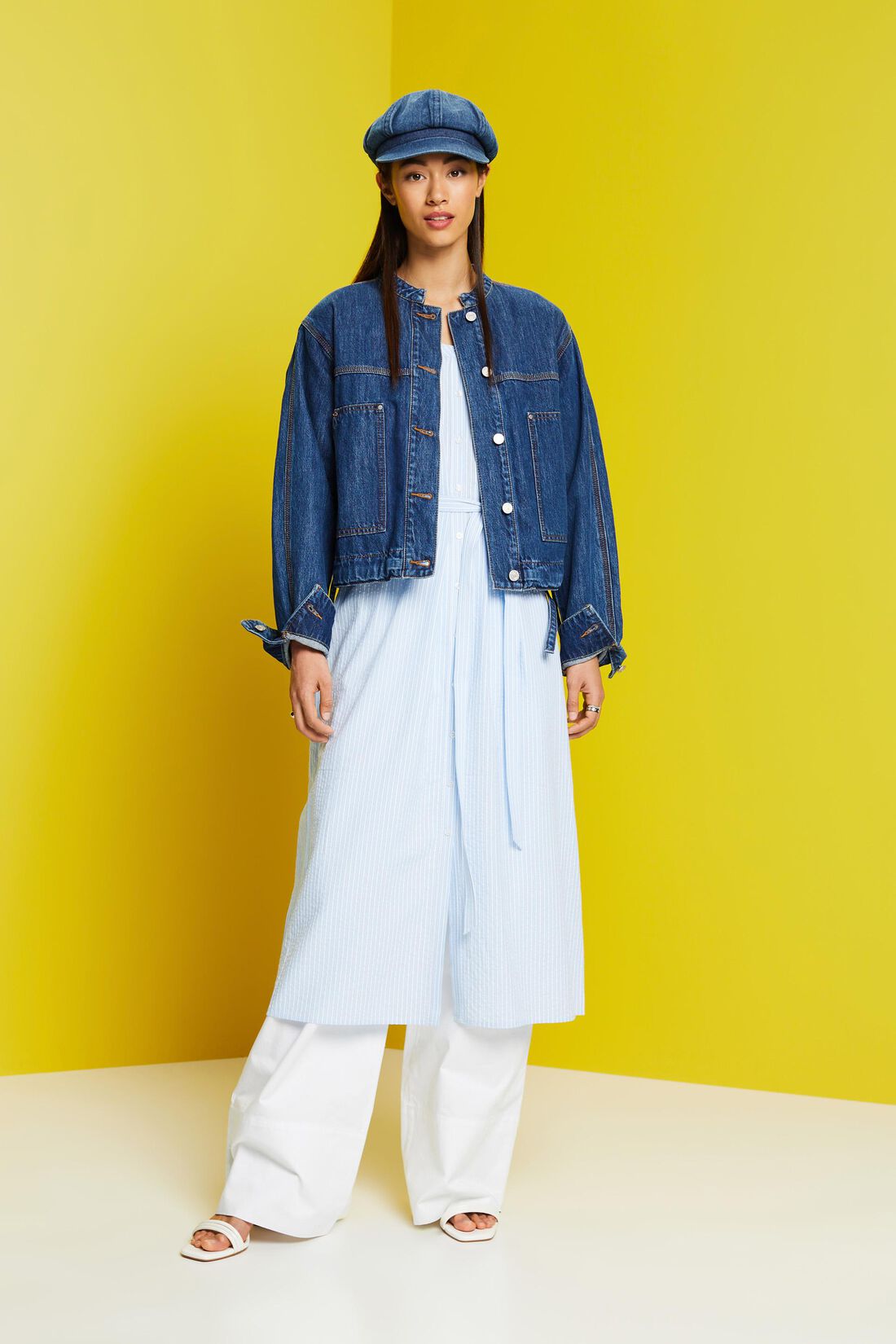 Midi-Hemdblusenkleid mit Bindeg&uuml;rtel, Baumwollmix