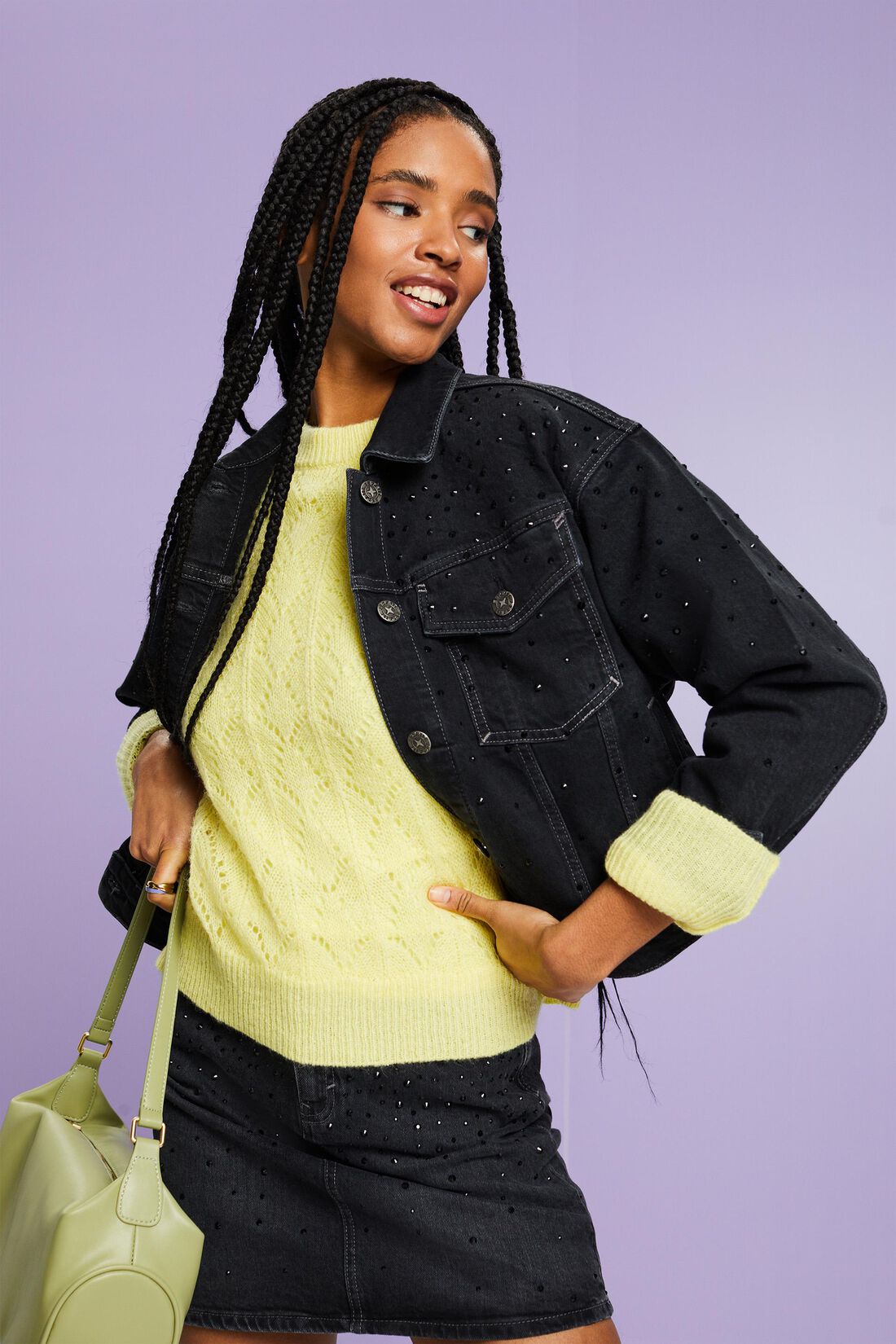 Offenmaschiger Pullover aus Wollmix
