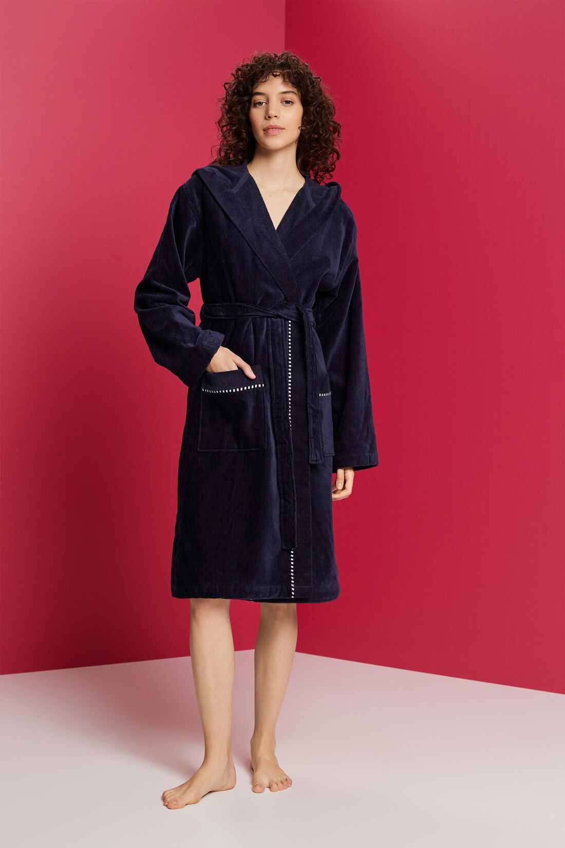 Velours-Bademantel, 100% Baumwolle