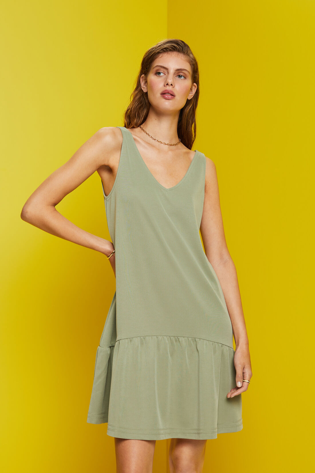 Jerseykleid mit Volantsaum, TENCEL&trade;