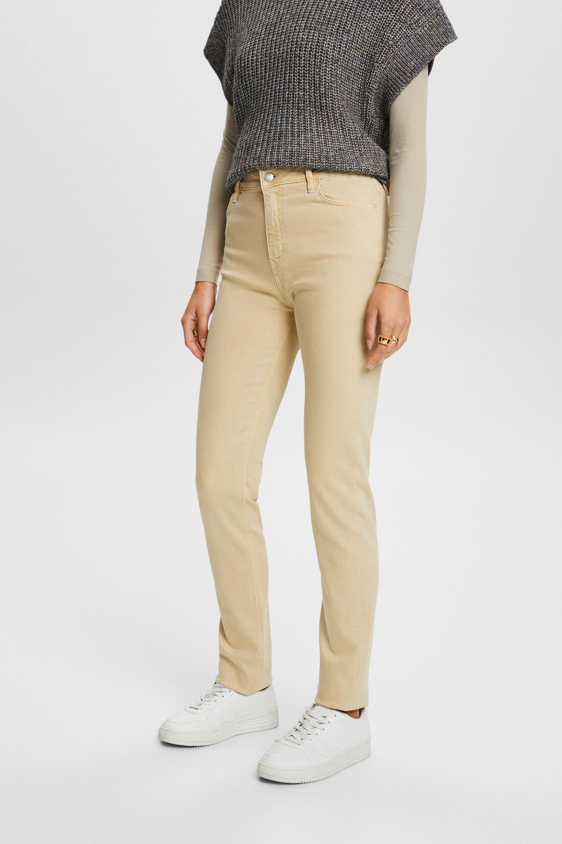 Twillhose mit schmaler Passform und hohem Bund