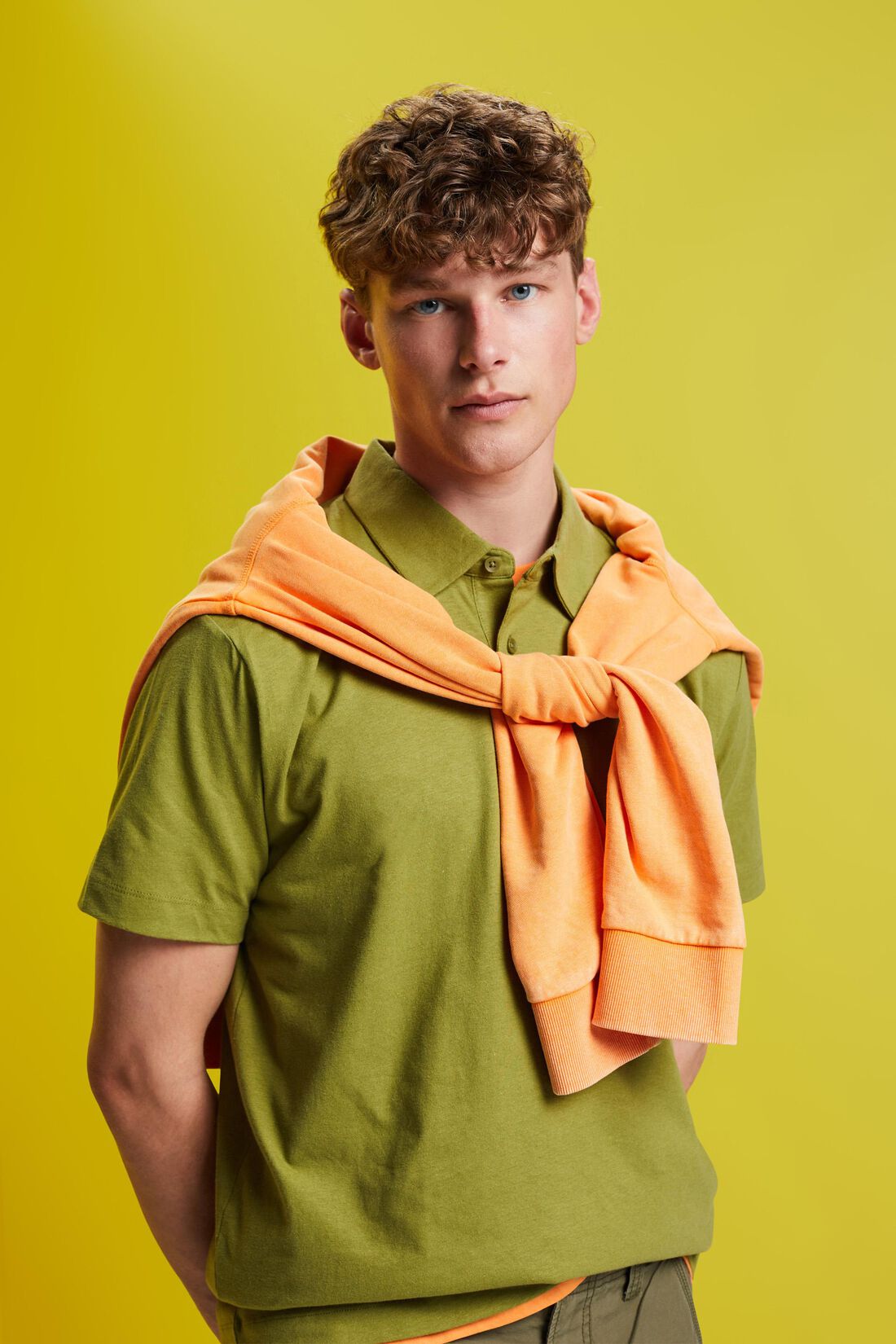 Jersey Poloshirt, Baumwolle-Leinen-Mix