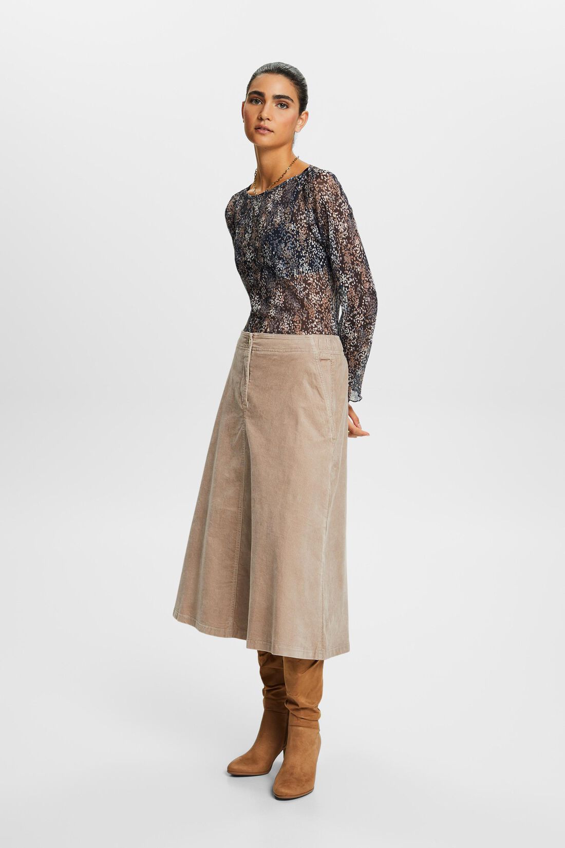 Plissiertes Mesh-Top mit Muster