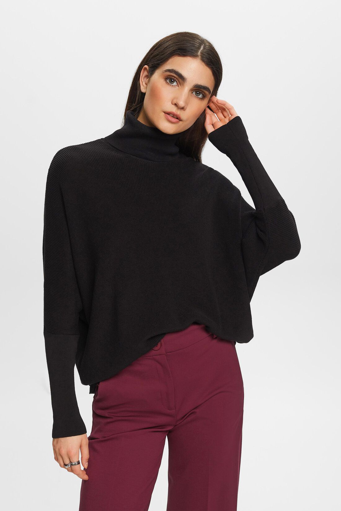 Rollkragenpullover mit Fledermaus&auml;rmeln