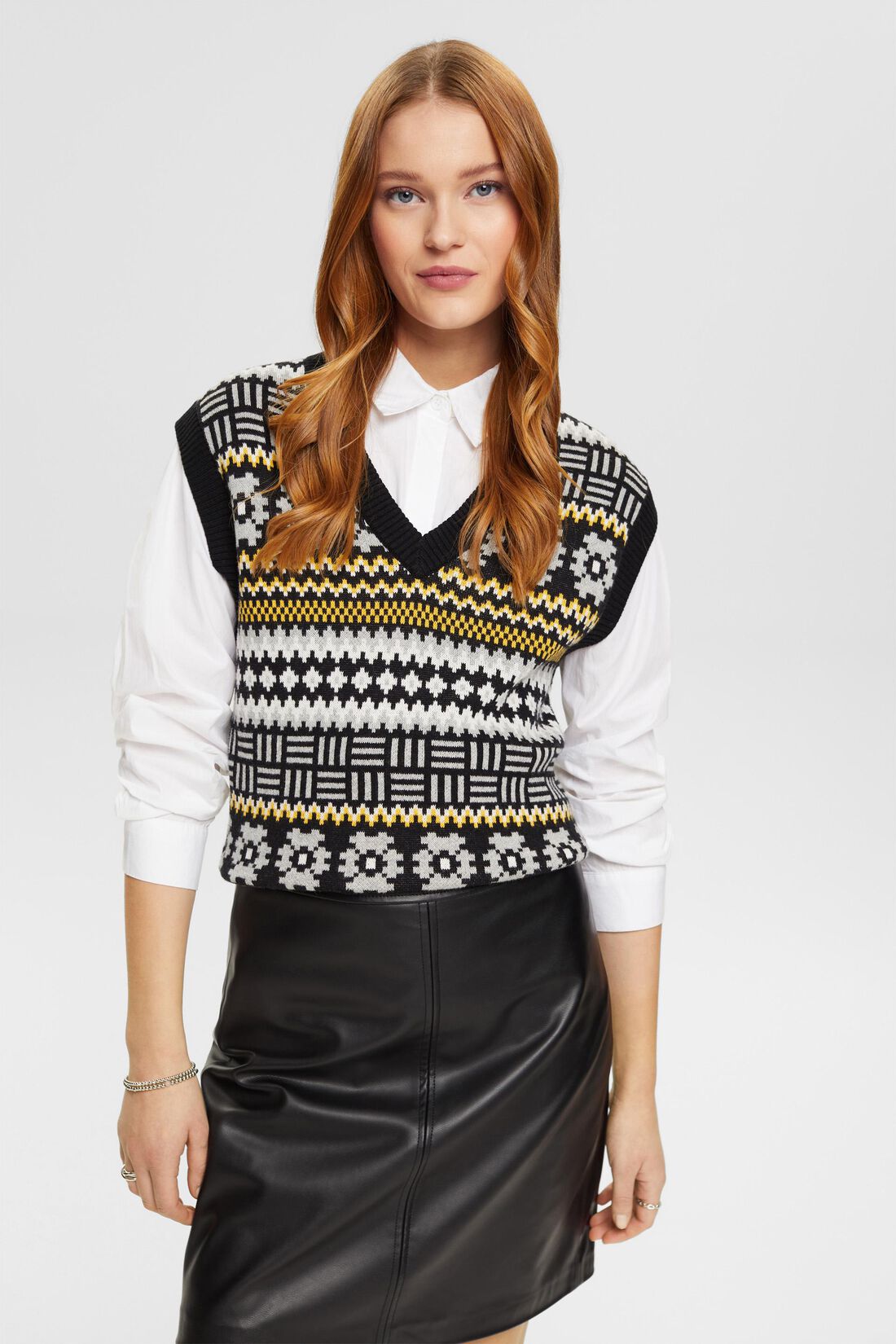Tanktop mit V-Ausschnitt und Fair-Isle-Jacquard