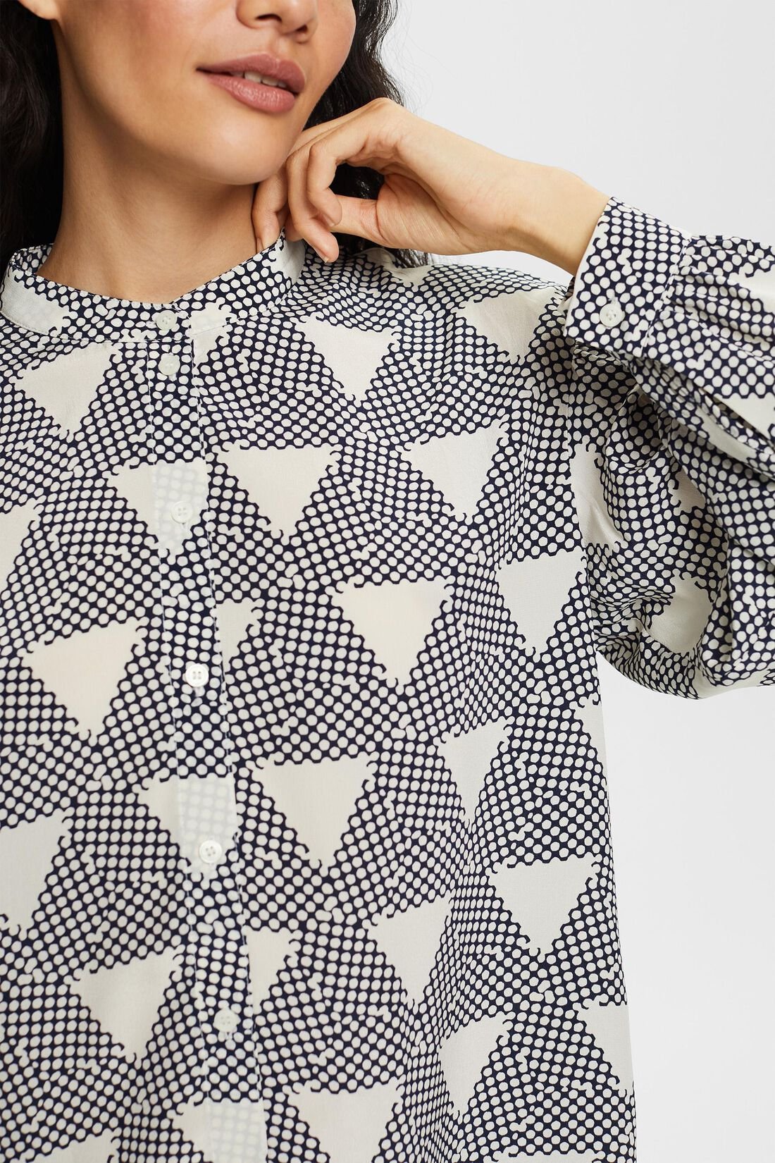 Gemusterte Bluse, 100 % Seide