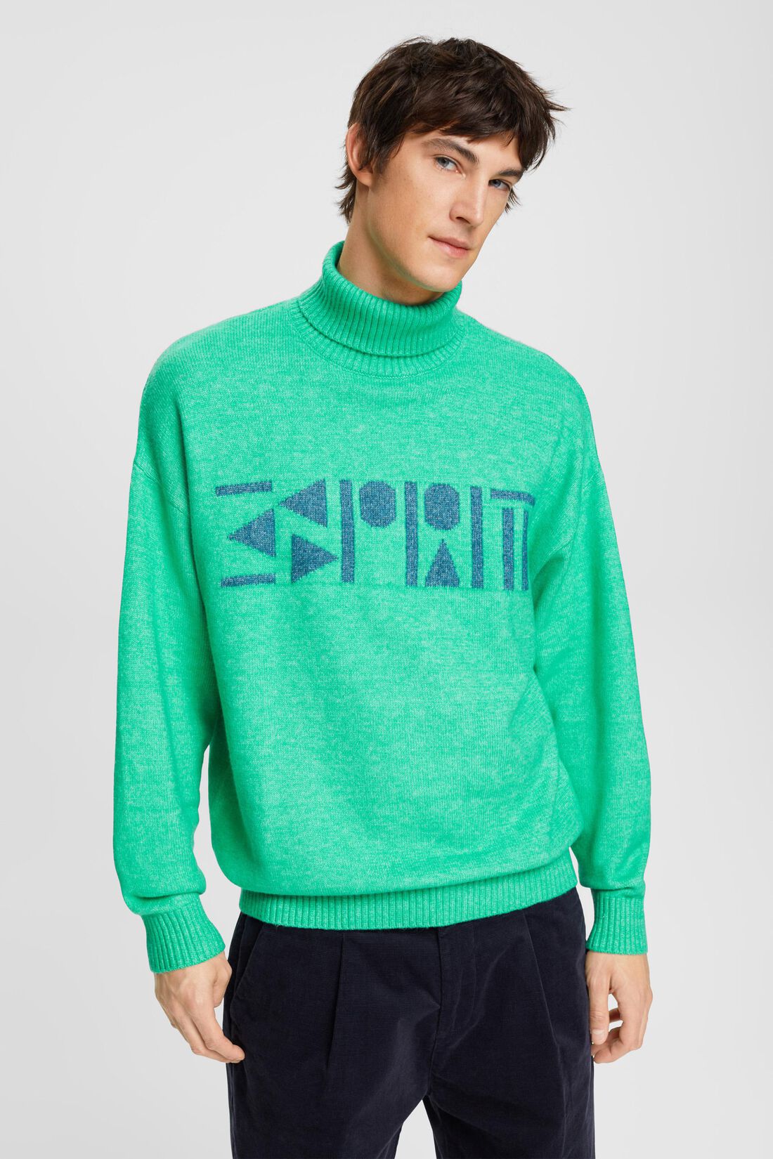 Oversize-Rollkragenpullover mit Logo