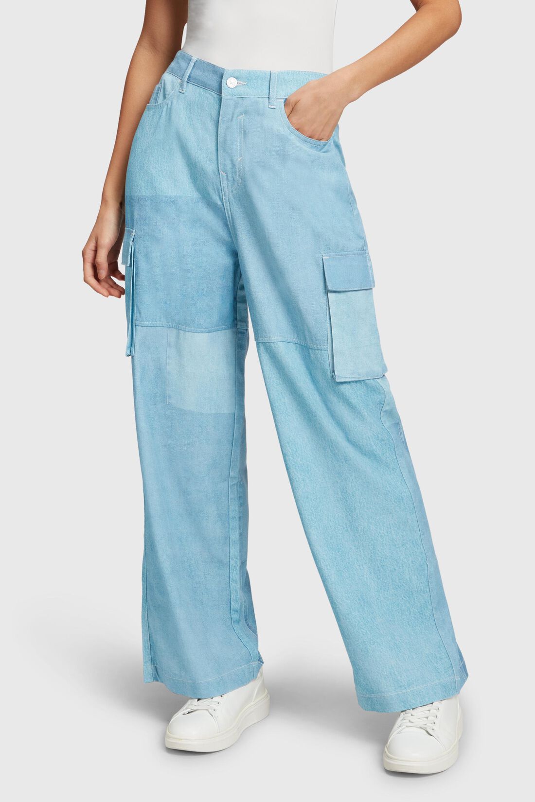 Cargohose im Patchwork-Style mit hohem Bund
