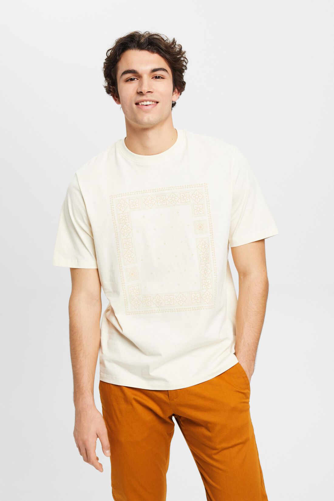 Locker geschnittenes Baumwoll-T-Shirt mit Print