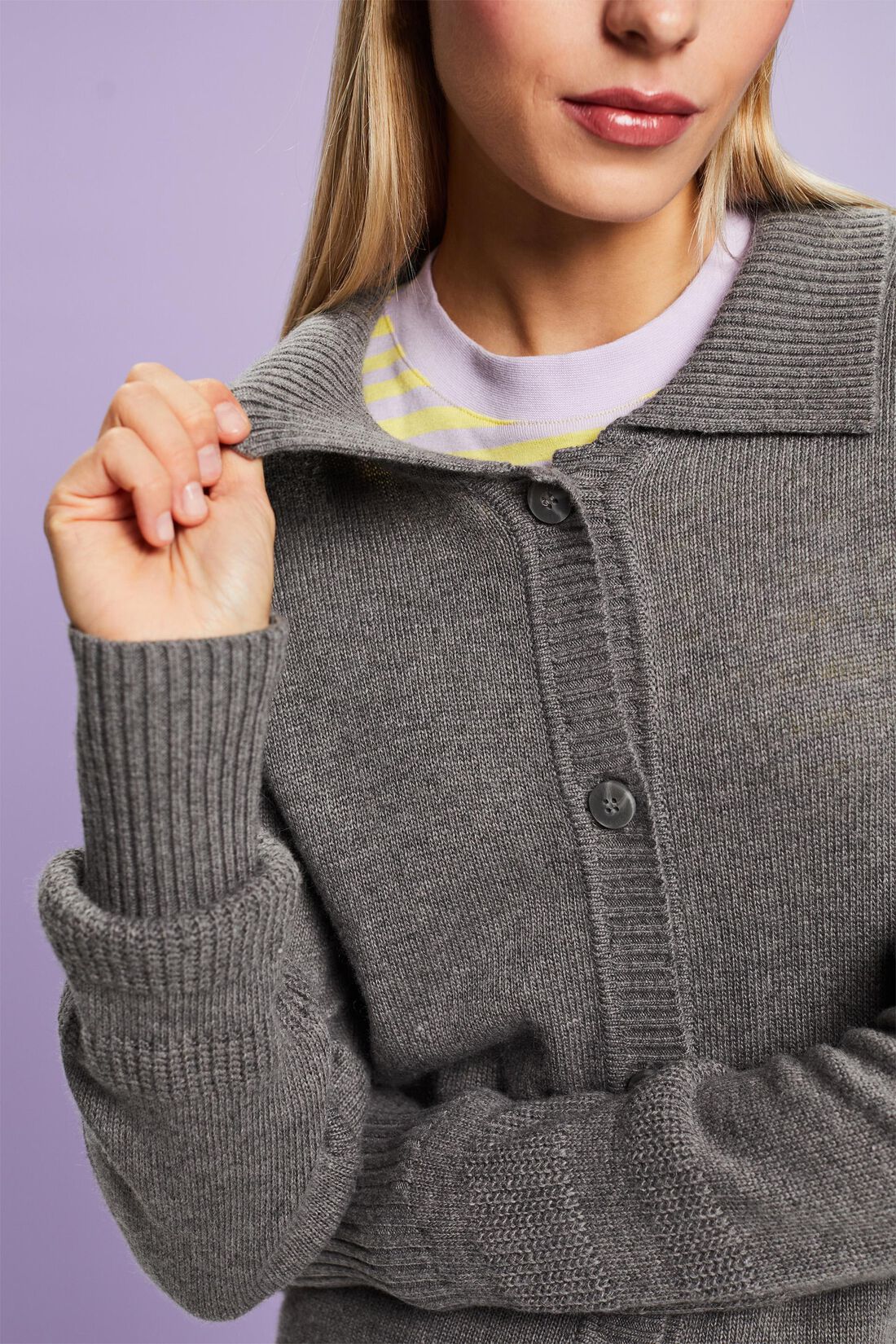 Polopullover mit Knopfleiste vorne