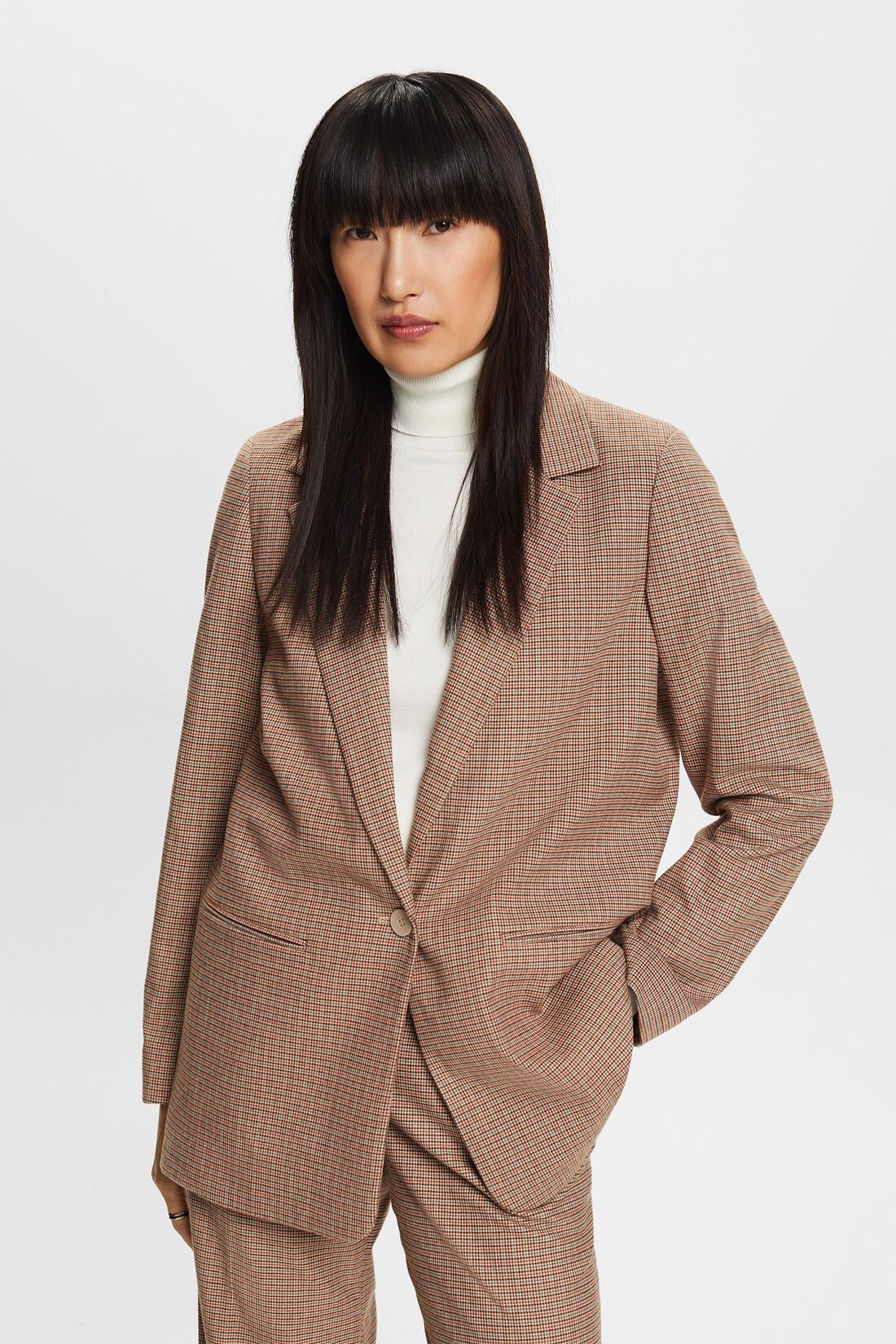 Karierter Blazer mit Einzelknopf