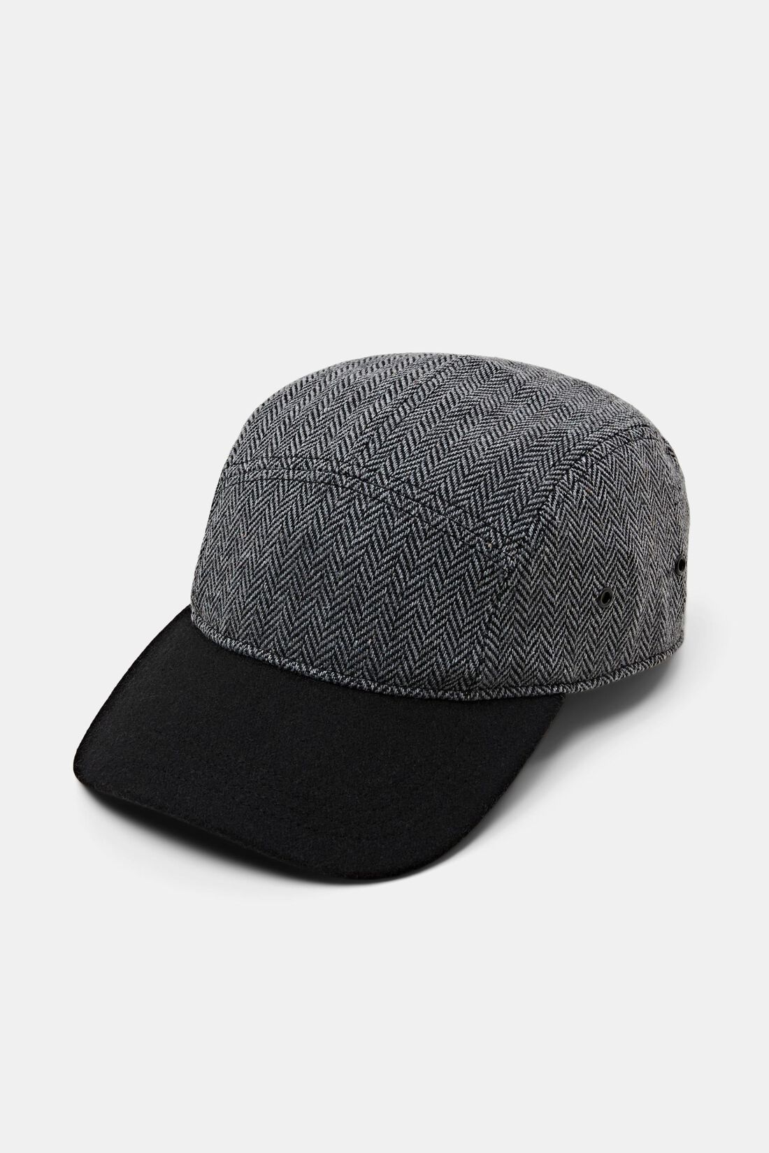 Cap aus Wollmix im Herringbone-Design